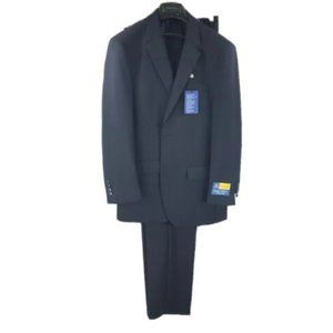 Giorgio Ferraro Men's Navy-Bl Suit 2 Piece Flat Front Unhemmed Pants Size 40R